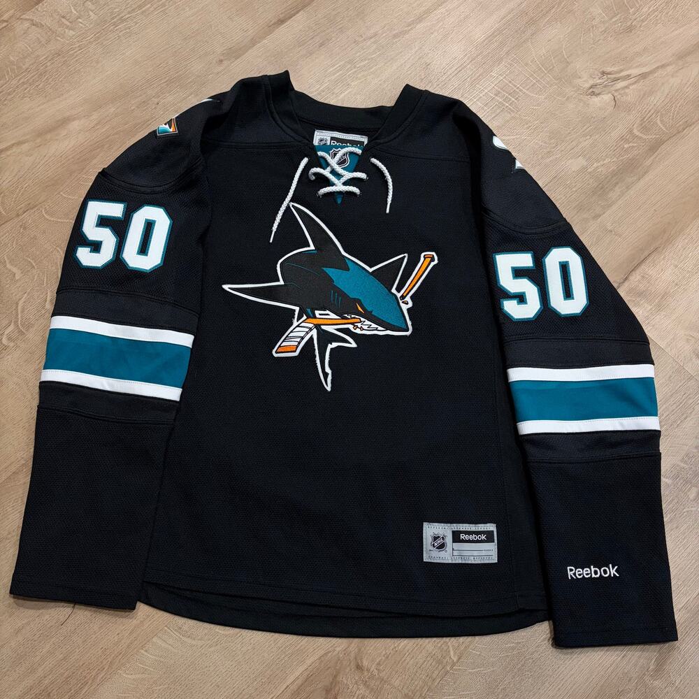 Reebok NHL San Jose Sharks Chris Tierney #50 Jersey Women's Medium Black Hockey